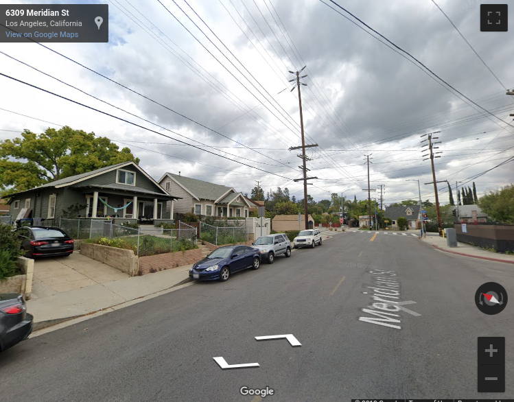 Google street view of 6300 block of Meridian Street in Garvanza